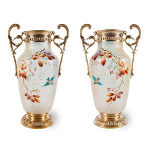 Pair of gilded brass and enamel