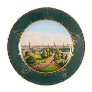 plate painted with a view of riga