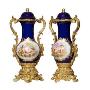Pair of ormolu mounted sevres